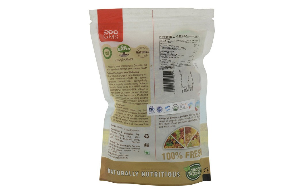 Go Earth Organic Fennel    Pack  200 grams